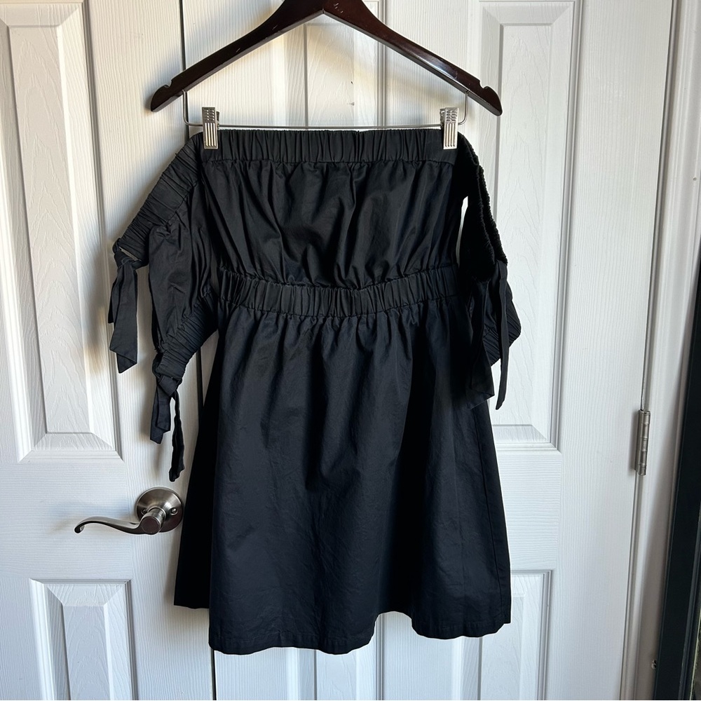 sugarlips black mini off the shoulder dress